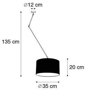 Lampada a sospensione acciaio decentrata paralume bianco 35cm - BLITZ I