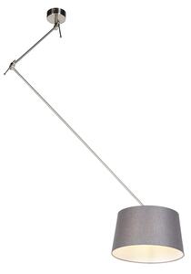 Lampada a sospensione con paralume in lino grigio scuro 35 cm - Acciaio Blitz I