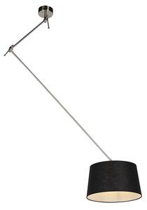 Lampada a sospensione con paralume in lino nero 35 cm - Acciaio Blitz I