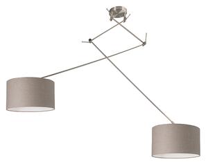 Lampada a sospensione in acciaio con paralume 35 cm taupe regolabile - BLITZ II