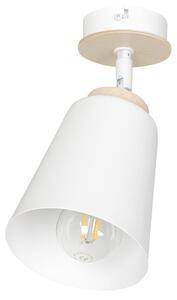 Plafoniera A Faretto Spot 1 Luce In Acciaio Bianco E Legno Naturale