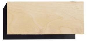 Applique 1 Luce Lupos In Acciaio Nero Corpo Rettangolare E Legno Naturale