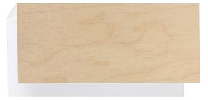 Applique 1 Luce Lupos In Acciaio Bianco Corpo Rettangolare E Legno Naturale