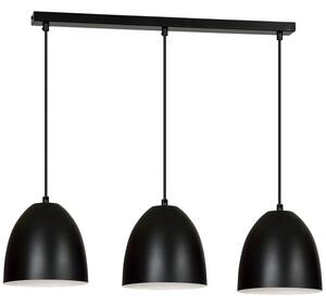 Lampadario 3 Luci Vigore In Acciaio Nero Con Cupole In Nero E Bianco