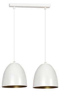 Lampadario 2 Luci Vigore In Acciaio Bianco Con Cupole In Nero E Oro