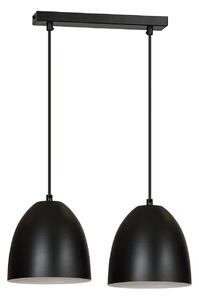 Lampadario 2 Luci Vigore In Acciaio Nero Con Cupole In Nero E Bianco