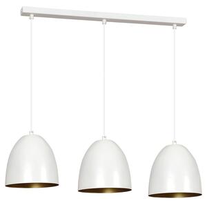 Lampadario 3 Luci Vigore In Acciaio Bianco Con Cupole In Nero E Oro