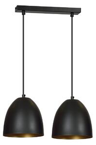 Lampadario 2 Luci Vigore In Acciaio Nero Con Cupole In Nero E Oro
