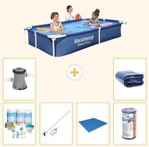 Bestway Steel Pro, piscina rettangolare - 221x150x43 cm - 7 pezzi - Modello S22220