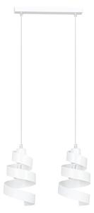 Lampadario Moderno 2 Luci Mene In Acciaio Bianco Con Fasce A Spirale
