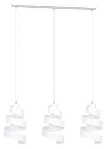 Lampadario Moderno 3 Luci Mene In Acciaio Bianco Con Fasce A Spirale