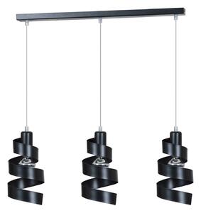 Lampadario Moderno 3 Luci Mene In Acciaio Nero Con Fasce A Spirale