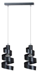Lampadario Moderno 2 Luci Mene In Acciaio Nero Con Fasce A Spirale