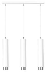 Lampadario 3 Luci Wagner In Acciaio Bianco E Tubolari In Bianco E Cromo