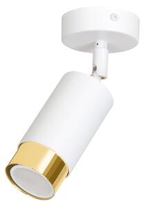 Faretto Orientabile 1 Luce Kore A Cilindro In Acciaio Bianco E Oro