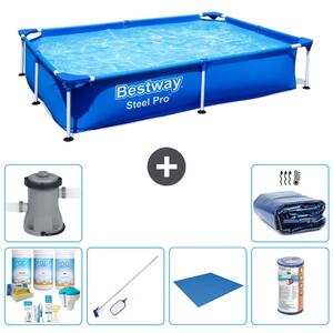 Bestway Steel Pro, piscina rettangolare - 221x150x43 cm - 7 pezzi - Modello S22220