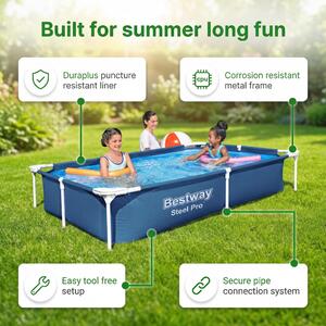 Bestway Steel Pro, piscina rettangolare - 221x150x43 cm - 8 pezzi - Modello S22218
