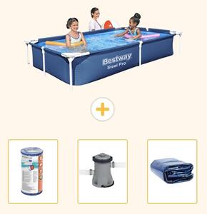Bestway Steel Pro, piscina rettangolare - 221x150x43 cm - 4 pezzi - Modello S22289