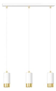 Lampadario 3 Luci Norreno Con Cilindri In Acciaio Bianco E Oro