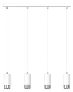 Lampadario 4 Luci Norreno Con Cilindri In Acciaio Bianco E Cromo