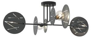 Plafoniera 4 Luci Usir Acciaio Nero A Bracci E Diffusori A Cerchio