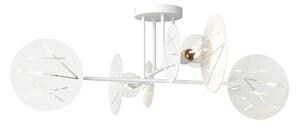 Plafoniera 4 Luci Usir Acciaio Bianco Bracci Diffusori A Cerchio