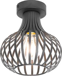 QAZQA - Plafoniera moderna I plafoniera I lampada I lampada nera 18 cm - Saffira I soggiorno I camera da letto - alluminio rotondo - LED adatto E27