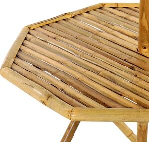 Tavolo bistrot pieghevole legno di bambù chiaro con ombrellone 245 cm giardino terrazza balcone Beliani