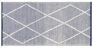 Tappeto in cotone blu e beige motivo a geometrico 80 x 150 camera da letto soggiorno ingresso Beliani