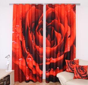 Tenda rossa con il motivo di una rosa in fiore Rosso Larghezza: 160 cm | Lunghezza: 250 cm (ci sono 2 pezzi nel set)