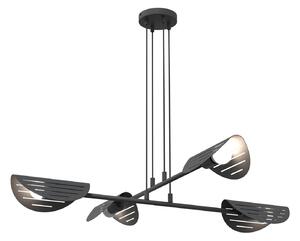 Lampadario Moderno 4 Luci Nuit A Bracci In Acciaio Nero