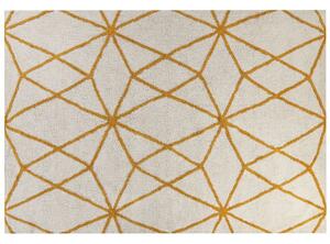 Tappeto in cotone bianco e giallo motivo a geometrico 160 x 230 camera da letto soggiorno ingresso Beliani