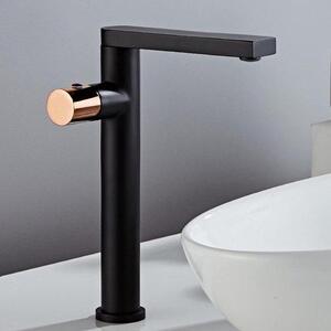 Rubinetto per lavabo Rubinetto per lavabo - Rubinetto per bagno - Uso giornaliero - 360 gradi Runable - 260 mm Alta - Nero Oro rosa