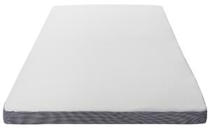 Coprimaterasso Bianco con Tessuto Grigio Doppia Dimensione 180 x 200 cm 6 cm Profondità Beliani