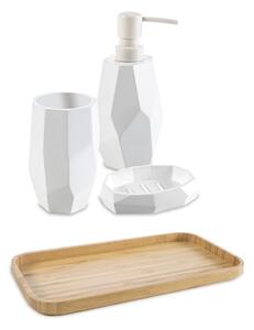 Set accessori da bagno 4 pezzi surface Bamboo di Cipì Dispenser Bicchiere Porta sapone e Vassoio