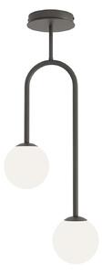 Lampada A Soffitto 2 Luci Bel In Acciaio Nero E Sfere In Vetro Opale