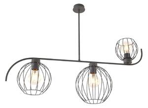 Lampadario Industrial 3 Luci Shamash In Acciaio Nero Paralumi A Gabbia