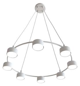 Lampadario Moderno 8 Luci Ondurguosh In Acciaio Bianco Ad Anello E Cilindri