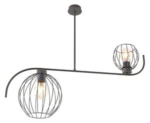 Lampadario Industrial 2 Luci Shamash In Acciaio Nero Paralumi A Gabbia