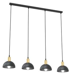 Lampadario 4 Luci Badb In Acciaio Nero E Oro Diffusori A Cupola