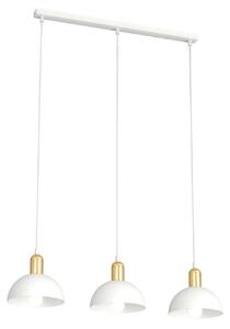 Lampadario 3 Luci Rigantona In Acciaio Bianco E Oro Diffusori A Cupola