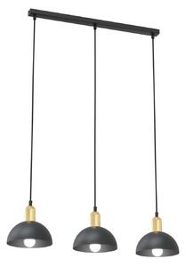 Lampadario 3 Luci Badb In Acciaio Nero E Oro Diffusori A Cupola