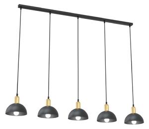 Lampadario 5 Luci Rigantona In Acciaio Nero E Oro Diffusori A Cupola