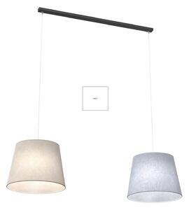 Lampadario A 2 Luci Okeanos Con Paralumi In Tessuto Beige E Grigio