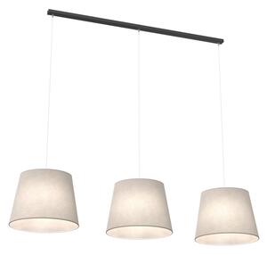 Lampadario A 4 Luci Okeanos Con Paralumi In Tessuto Beige