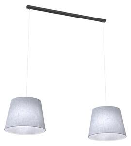 Lampadario A 2 Luci Okeanos Con Paralumi In Tessuto Grigio