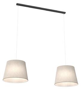 Lampadario A 2 Luci Okeanos Con Paralumi In Tessuto Beige