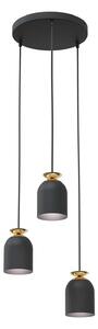 Lampadario Contemporaneo 3 Luci Mnemosyne Base Tonda Acciaio Nero E Oro