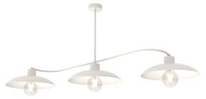 Lampadario Industrial 3 Luci Euryphaessa Acciaio Bianco E Diffusori A Cupola