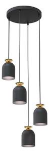 Lampadario Contemporaneo 4 Luci Mnemosyne Base Tonda Acciaio Nero E Oro
